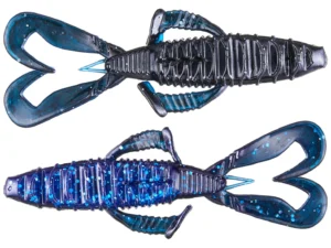 Nories Front Flapper Curly Creature Bait 4" Black Blue Reflection